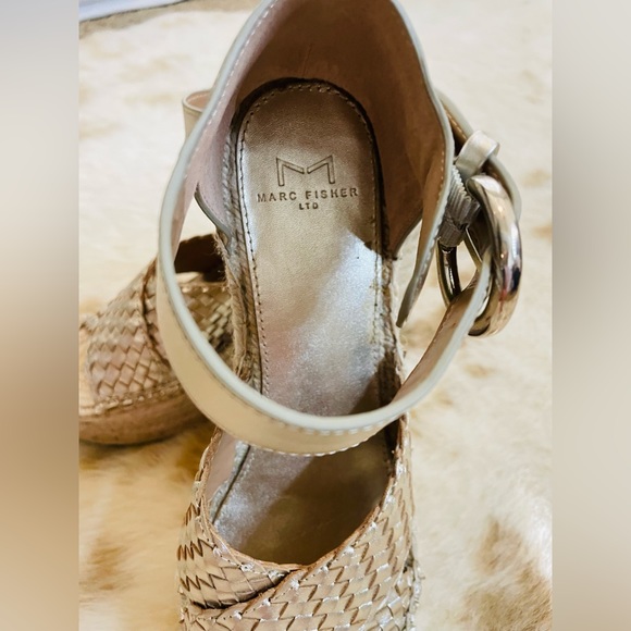 Marc Fisher Gold Espadrille Wedges - Picture 2 of 6
